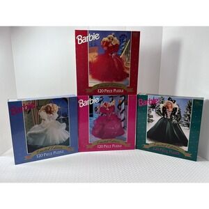 Set 4 VTG Barbie Doll 120 Piece Puzzle New‎ Sealed Limited Edition 11 1/2" x 15